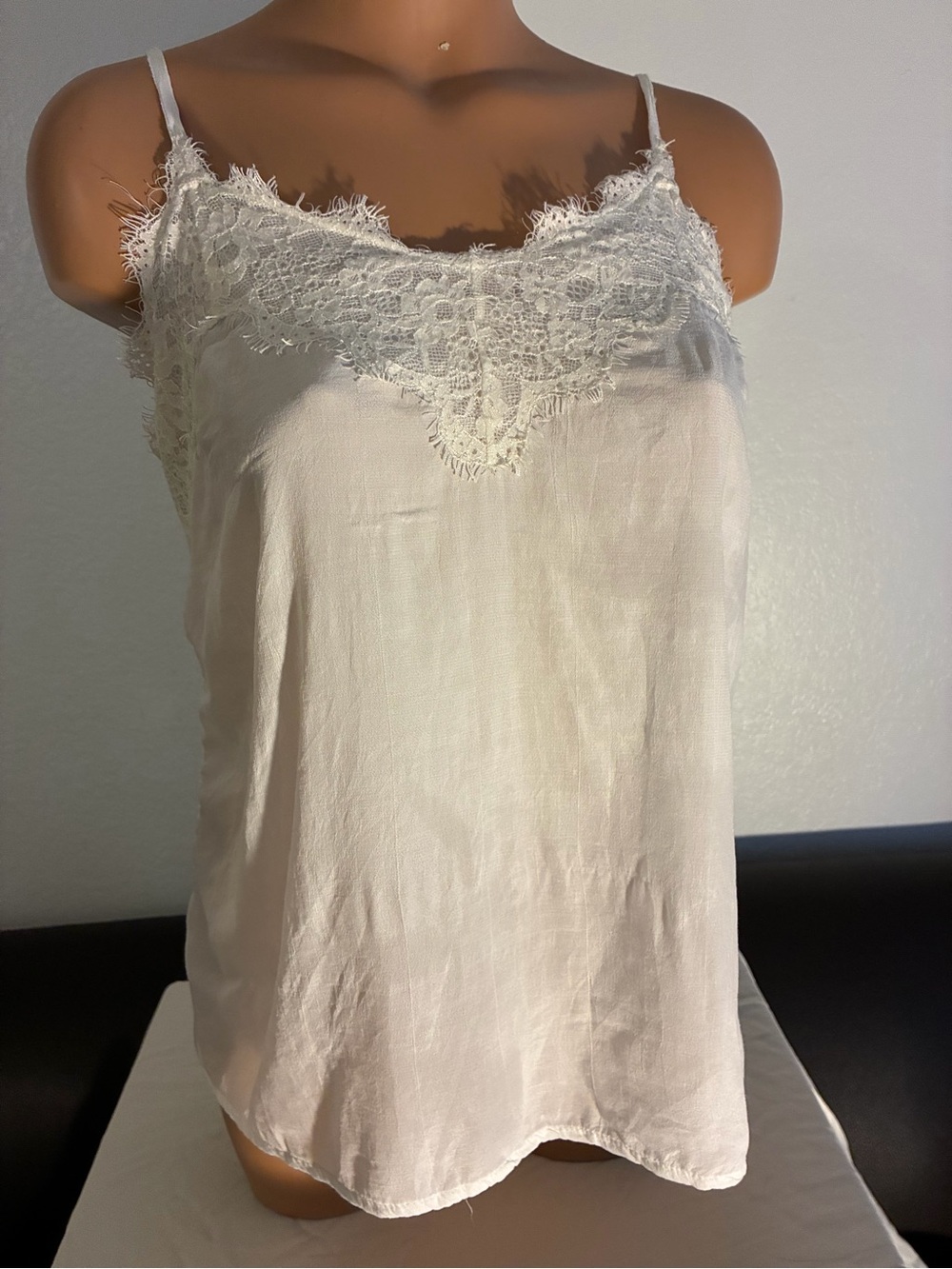 Abercrombie and Fitch Lace-Trim White Camisole Top